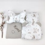 pościel z imieniem, pościel personalizowana dla noworodka, pościel z misiami, pościel do wózka, ciepła pościel do wózka