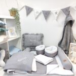 szary przewijak, szara mata do przewijania, przewijak scandi, duży zestaw do przewijania, prezent baby shower, przewijak dla chłopca