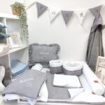szary przewijak, szara mata do przewijania, przewijak scandi, duży zestaw do przewijania, prezent baby shower, przewijak dla chłopca